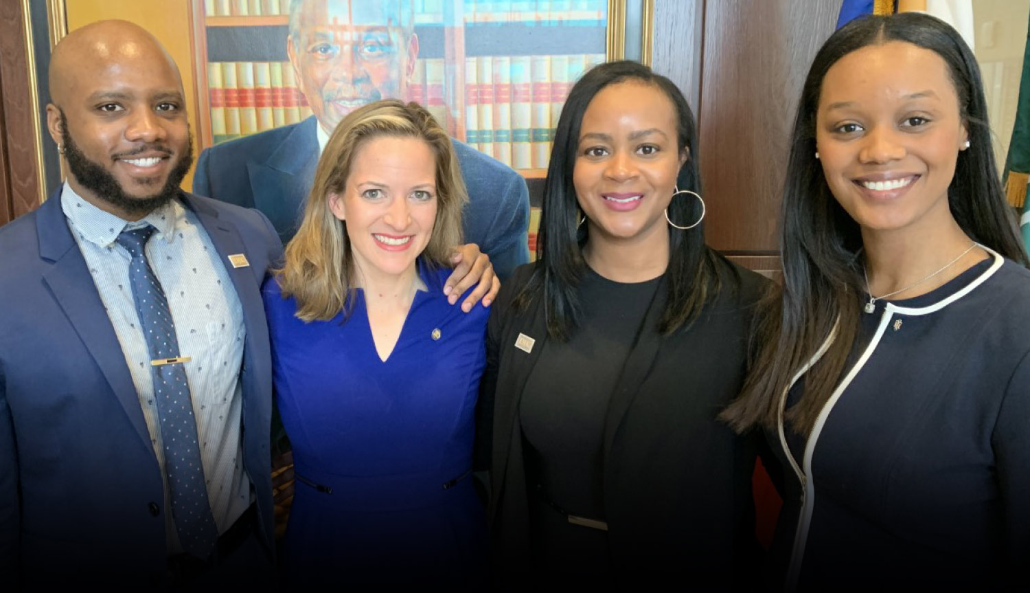 From left are President James Johnson, Secretary of State Jocelyn Benson, former President Monique Eubanks and Community Chair Alexis Smith-Scott.