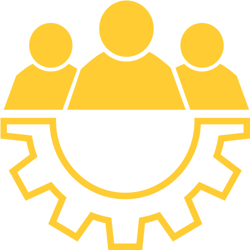 gear with people yellow icon