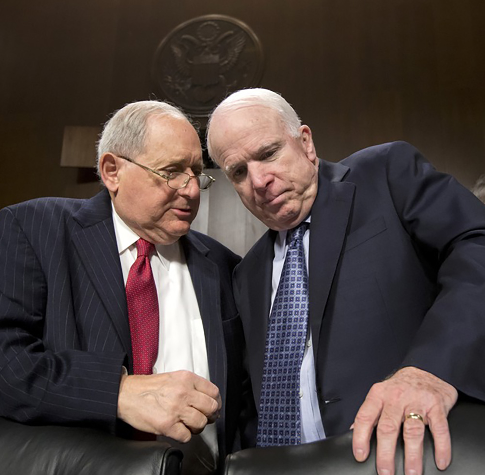Sen. Carl Levin is pictured with Sen. John McCain